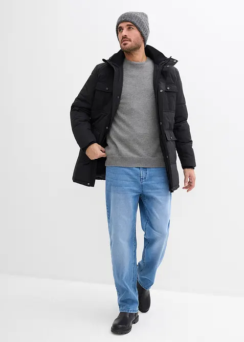 Finstickad tr&ouml;ja med rund halsringning och bomull, bonprix