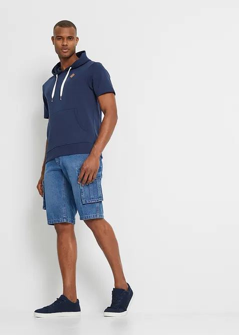 Kort&auml;rmad sweatshirt med huva, bonprix