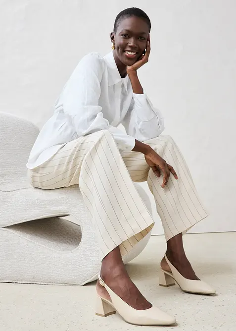 Slingbackpumps i skinn, bonprix