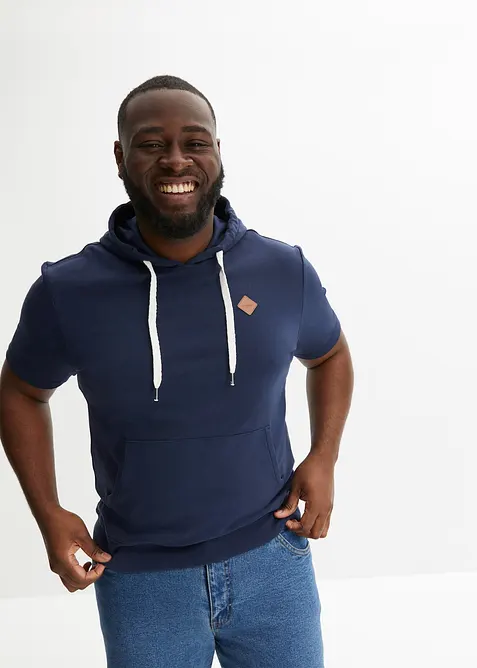 Kort&auml;rmad sweatshirt med huva, bonprix
