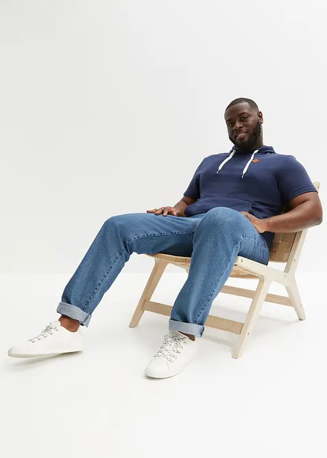 Kort&auml;rmad sweatshirt med huva, bonprix