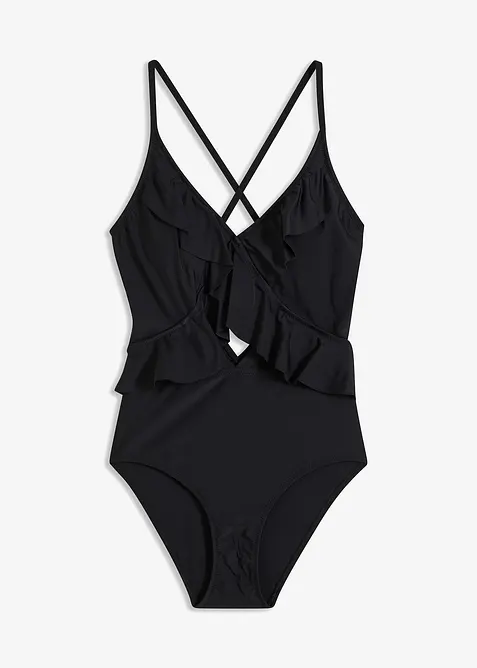 Baddräkt med cut-out och volanger, bonprix