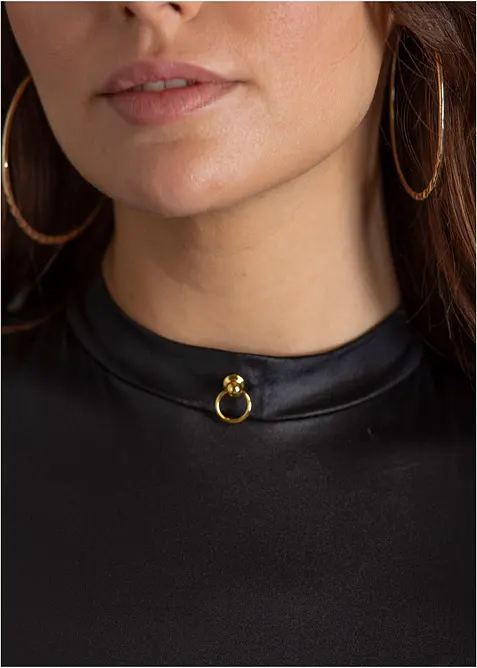 Stringbody ouvert med wetlook, bonprix