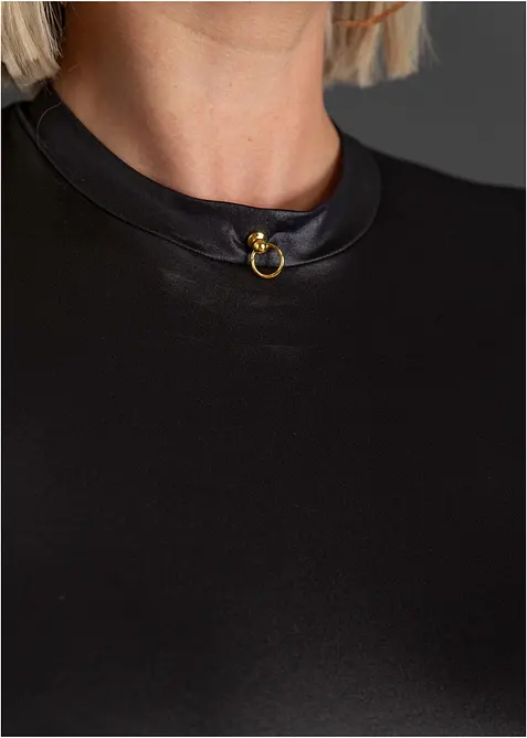 Stringbody ouvert med wetlook, bonprix