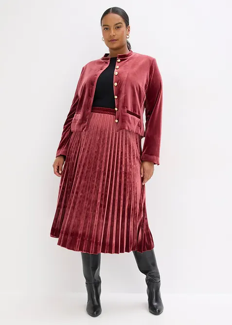 Plisserad kjol i mjuk sammet, bonprix