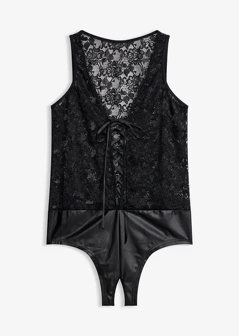 Body ouvert med wetlook, bonprix