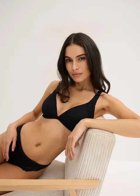 Formpressad BH utan bygel, med ribbstickat material, bonprix