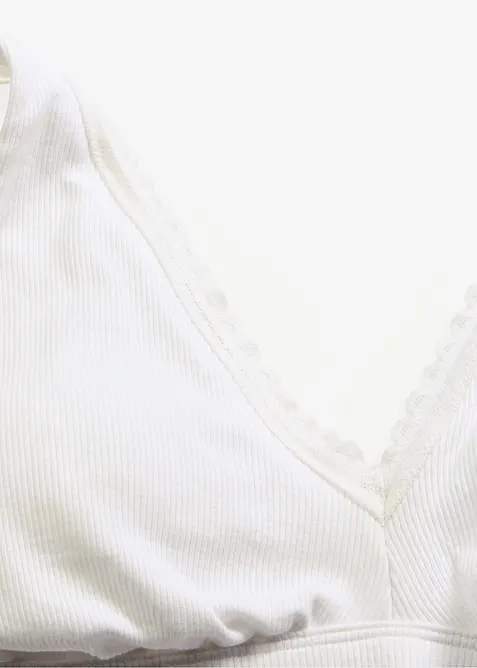 Vadderad bralette utan bygel, med ekologisk bomull och spets, bonprix