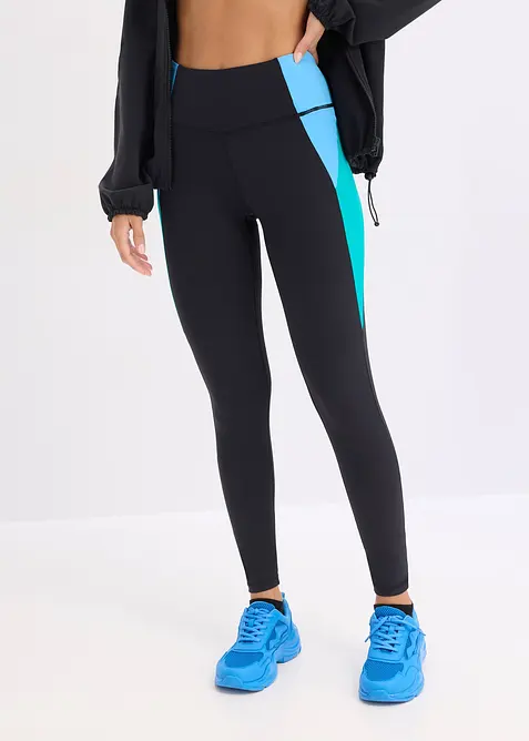 Snabbtorkande sportleggings med kontrasterande f&auml;rger, bonprix
