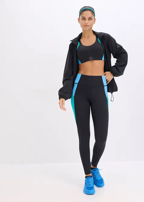 Snabbtorkande sportleggings med kontrasterande f&auml;rger, bonprix