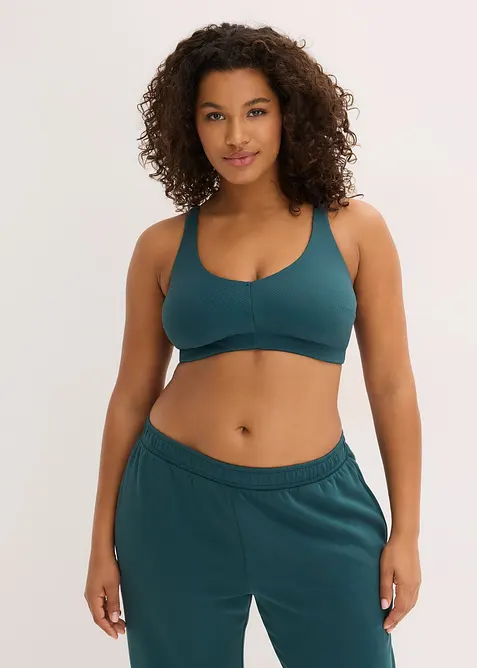 Ribbad sport-BH med l&auml;tt st&ouml;d, bonprix