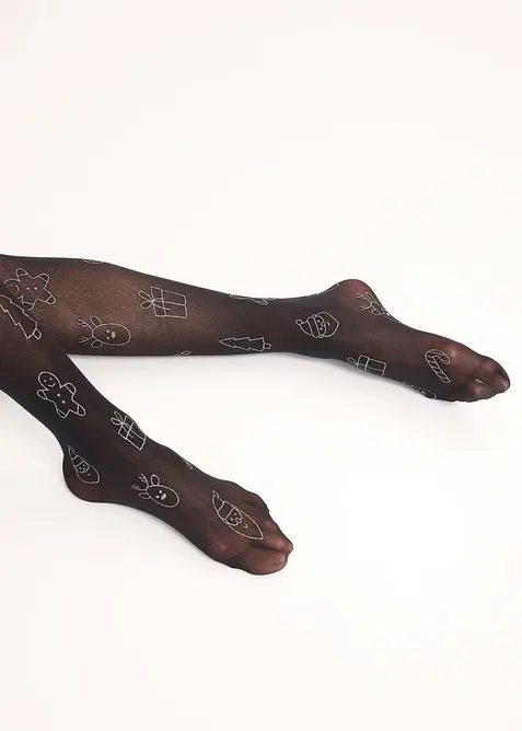 Strumpbyxa med glittrigt julmönster, bonprix