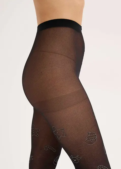 Strumpbyxa med glittrigt julmönster, bonprix