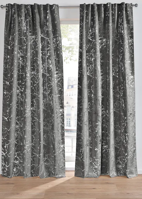 M&ouml;rkl&auml;ggande gardinl&auml;ngd med glansigt m&ouml;nster (1-pack), bonprix