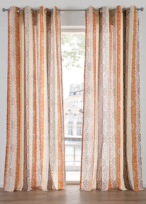 Gardin med &aring;tervunnen polyester och r&auml;nder (1 styck), bonprix