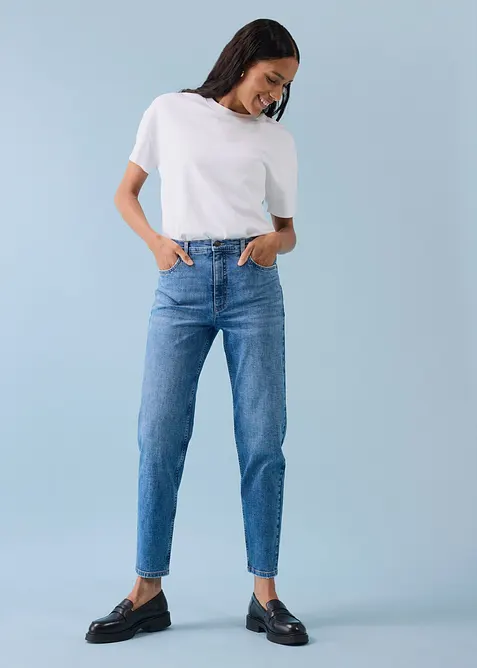 Mom Jeans High Waist, cropped, bonprix
