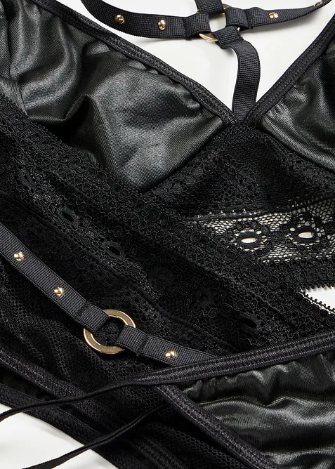 Bralette, stringtrosa och strumpeband (3 delar), bonprix