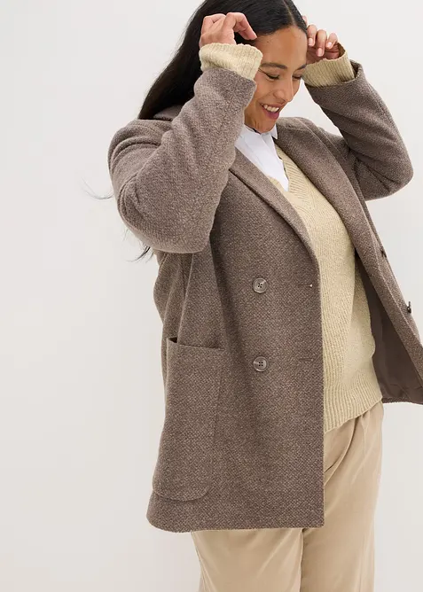 Kort kappa med yllelook, bonprix