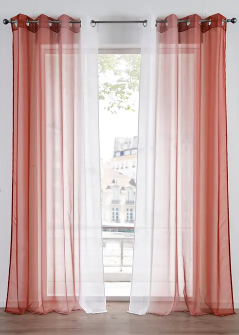 Gardin av l&auml;tt voile, &auml;ven extral&aring;ng (2-pack), bonprix