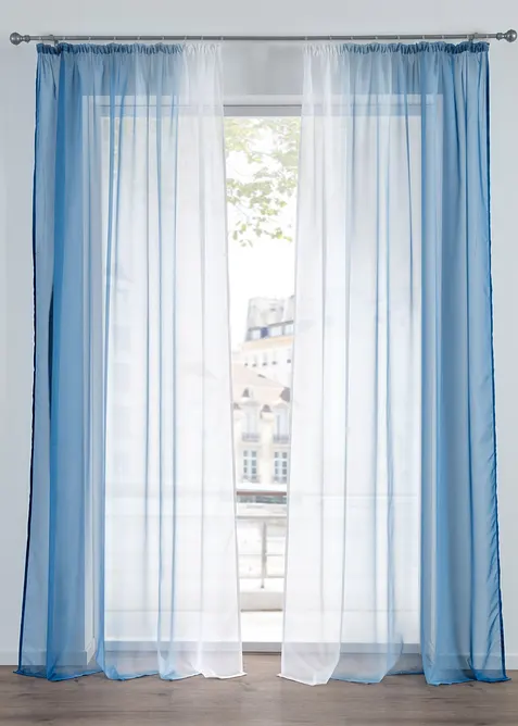 Gardin av tunn voile, &auml;ven extral&aring;ng (2-pack), bonprix