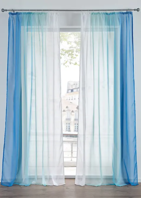 Gardin av tunn voile, &auml;ven extral&aring;ng (2-pack), bonprix