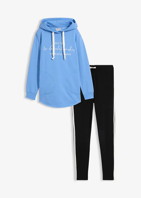 Tr&auml;ningsoverall med l&aring;ng oversizesweatshirt och leggings (2 delar), bonprix