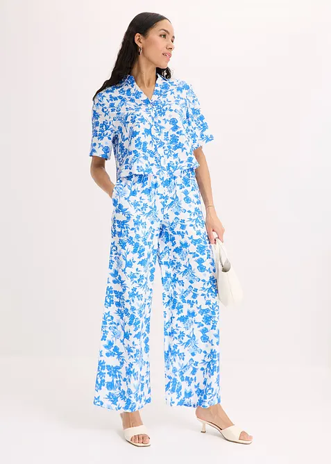 Kortärmad blus i mjuk viskosmix, bonprix