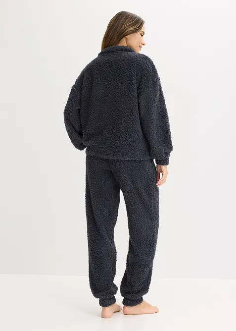 Tr&ouml;ja med krage och knappar och byxa, av mjukt material, bonprix