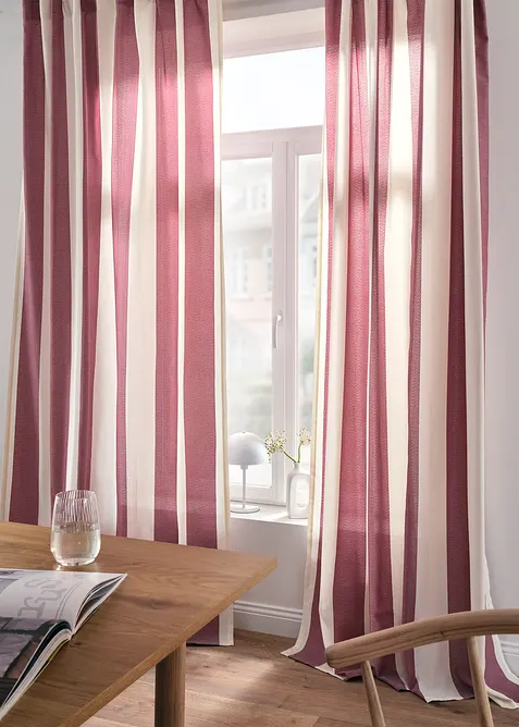 Gardinlängd med ränder och återvunnen polyester (1-pack), bonprix