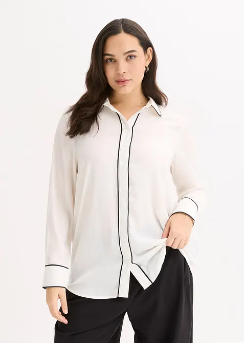 Skjortblus i mjuk satin, bonprix