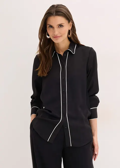 Skjortblus i mjuk satin, bonprix