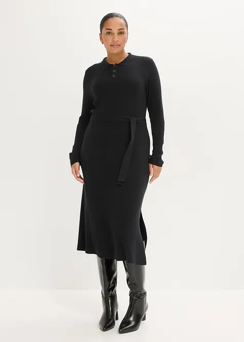 Ribbstickad kl&auml;nning av viskosmix, bonprix