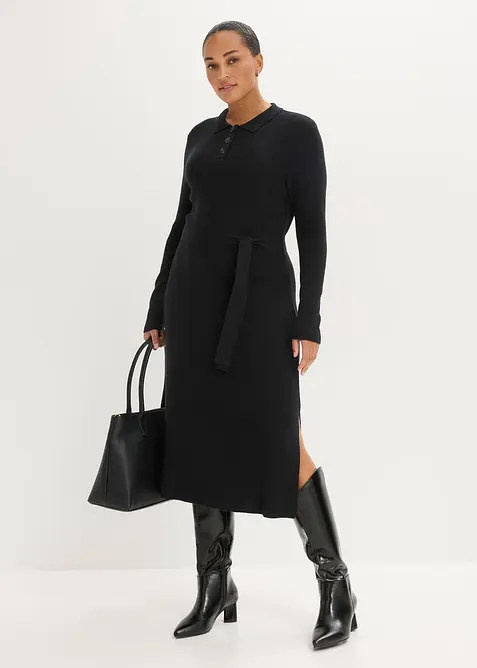 Ribbstickad kl&auml;nning av viskosmix, bonprix