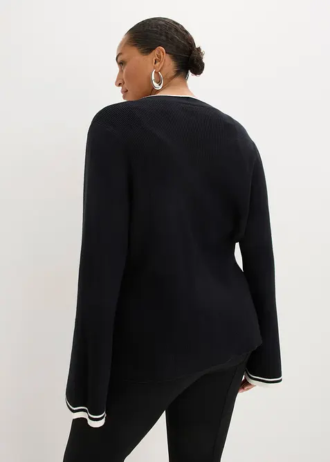 Ribbstickad cardigan av viskosmix, bonprix