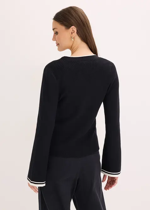 Ribbstickad cardigan av viskosmix, bonprix