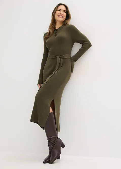 Ribbstickad kl&auml;nning av viskosmix, bonprix