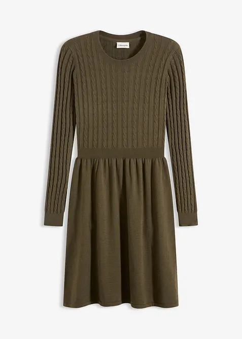 Stickad kl&auml;nning i viskosmix, bonprix