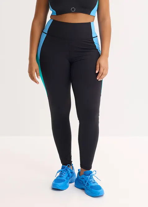 Snabbtorkande sportleggings med kontrasterande f&auml;rger, bonprix