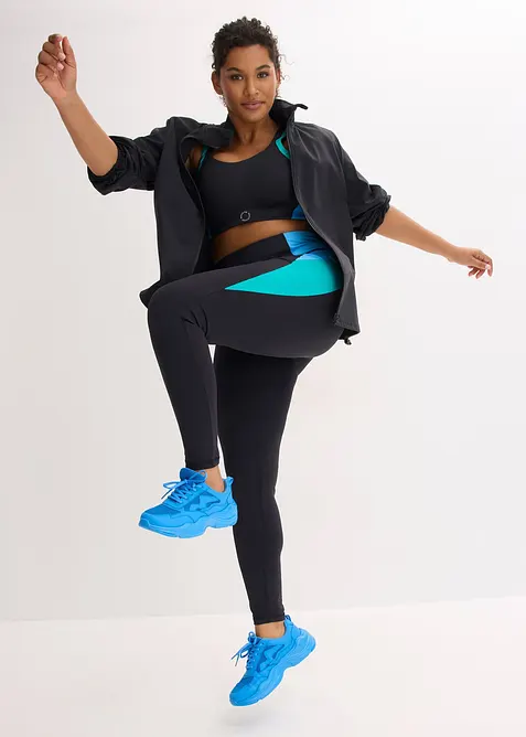 Snabbtorkande sportleggings med kontrasterande f&auml;rger, bonprix