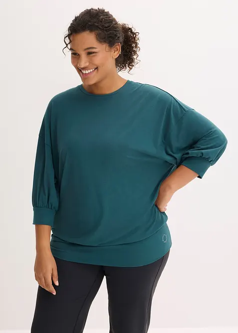 Oversized sporttopp med &frac34;-&auml;rmar, snabbtorkande, bonprix