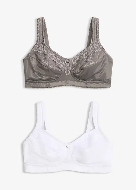 Avlastande BH utan bygel, med vadderade axelband (2-pack), bonprix