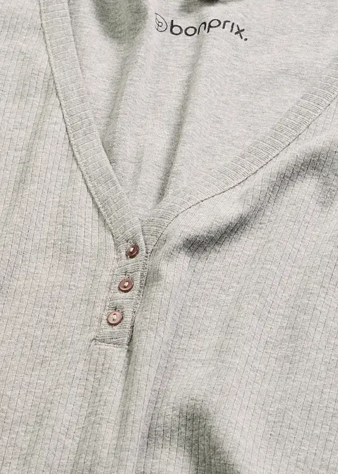 Ribbat nattlinne med knappsl&aring;, bonprix