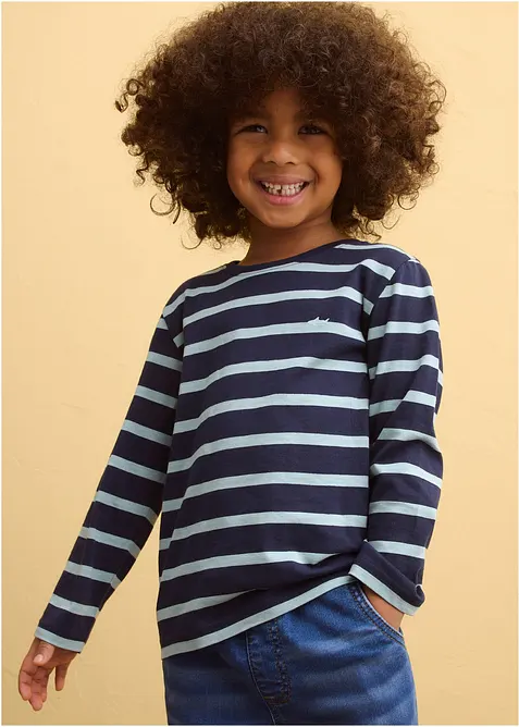 L&aring;ng&auml;rmad T-shirt i ren ekologisk bomull f&ouml;r barn (2-pack), bonprix