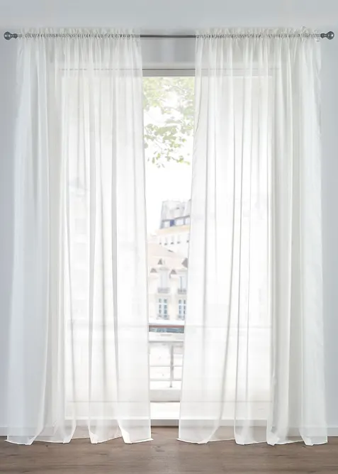 Gardin av l&auml;tt voile med kanal (2-pack), bonprix