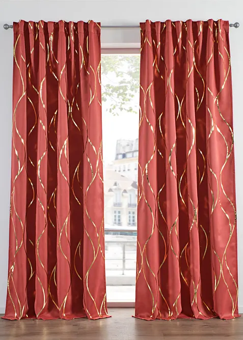 M&ouml;rkl&auml;ggande gardinl&auml;ngd med glansigt m&ouml;nster (1-pack), bonprix