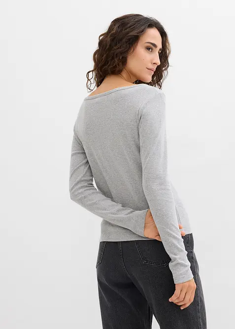 L&aring;ng&auml;rmad topp i bomull, bonprix