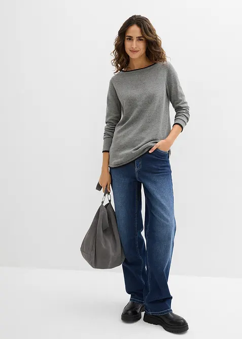 Finstickad tr&ouml;ja av bomullsmix, bonprix