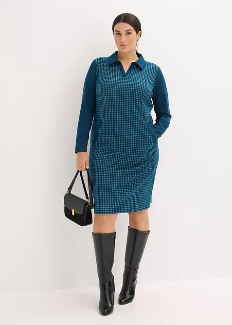 Jacquardkl&auml;nning med kontrasterande krage, bonprix