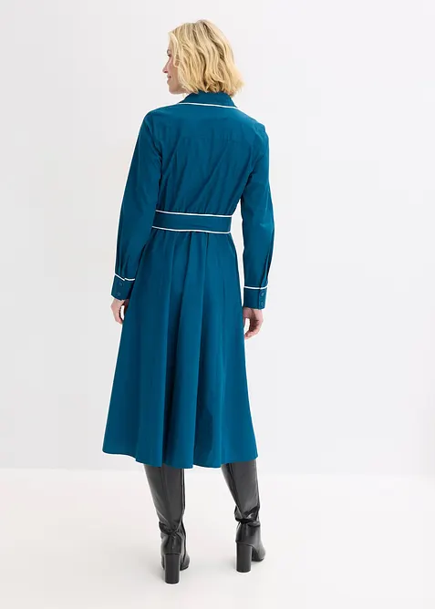 Skjortkl&auml;nning i bomullspoplin, strykfri, bonprix