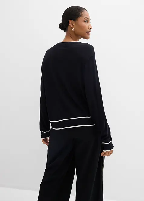 Finstickad tr&ouml;ja i viskosmix, bonprix